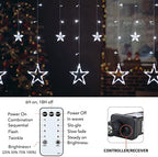 Star Curtain Lights for Bedroom - Plug-in 9ft 138 LED Fairy Twinkle Lights with 12 Star Drops, Connectable Window Lights with Remote 8 Lighting Modes for Indoor Xmas Ramadan Decoration, White - Image 5