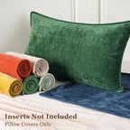 decorUhome Chenille Green Velvet Throw Pillow Covers 24x24 Set of 2 - Image 6