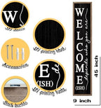 Welcome-ish Standing for Front Porch Sign 45"X9" Wood Black - Image 2