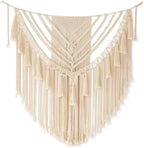 Jakalin Macrame Wall Hanging Small Yarn Wall Art Ivory Boho Decor 31"Wx39"L - Image 5