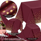 Tegeme 12 Pcs Maroon, Gold Plastic Tablecloths Burgundy Table Cloths Party - Image 4
