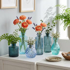 15 Pcs Blue Glass Bud Vases Bulk, Vintage Small Flower Vase Set - Image 7