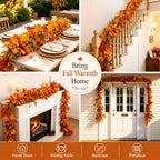 Fall Leaves Garland for Mantle Pumpkin Autumn Decoration Outdoor - Image 5