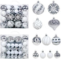 48 Pcs Christmas Balls Ornaments for Christmas Tree, Painted Shatterproof Plastic Decorative Baubles Hanging Ornaments for Xmas Tree Wreath Holiday Party Wedding Decoration, Silver White by Unknown