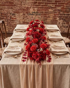 36inch Aisle Flower Garland, Red Rose and Peony, Chiffon Sheer Drape - Image 2