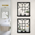 Flower Candle Wall Sconce, Retro Bathroom Wall Decor, Black Minimalism Wall Art for Living Room Bedroom Bathroom (2 Pack 11.8 x 13 in) by Sokurdeg
