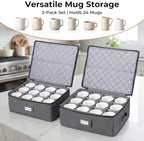 UFORU Cup and Mug Storage Box with Dividers Handles, 2 Packs Holds 24 Cups - Image 2