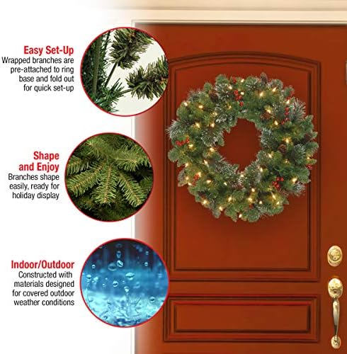 National Tree Company 24in Pre-Lit Crestwood Spruce Christmas Wreath - Image 4