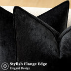 decorUhome Chenille Black Velvet Throw Pillow Covers 26x26 Set of 2 - Image 2