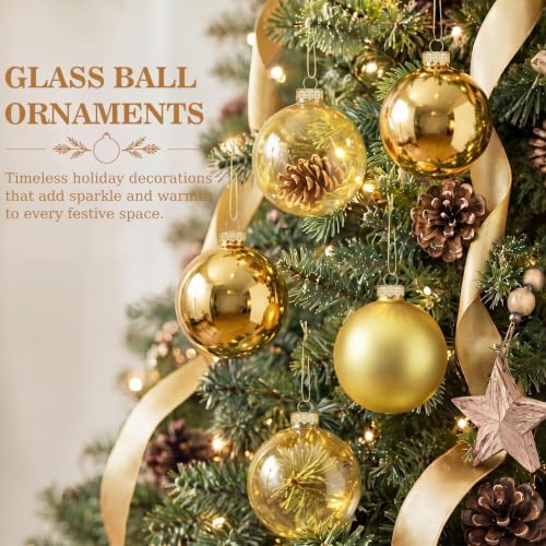 Seenelling 12 Pcs Christmas Glass Ball Ornaments 3.15 Inch, Gold - Image 2