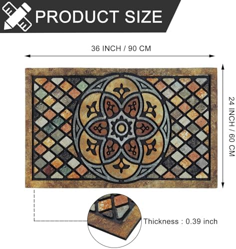 CHICHIC Welcome Door Mat 24 x 36 Inch Front Doormat Outdoors for Home Entrance Outdoors Mat for Outside Entry Way Doormat Entry Rugs, Heavy Duty Non Slip Rubber Back Low Profile, Petal - Image 3
