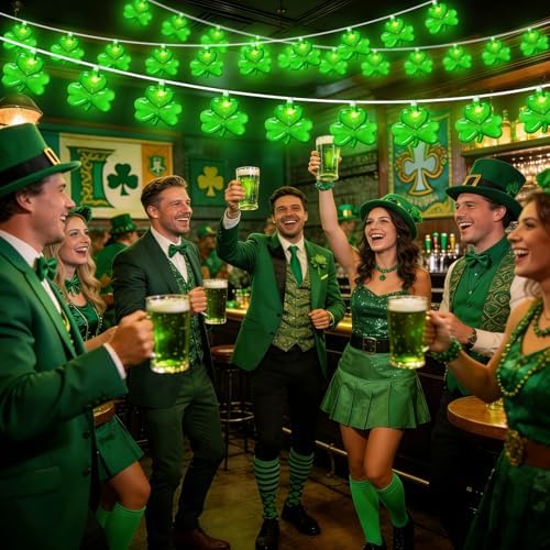20 LED Clear Green Shamrock String Lights, 12FT St Patricks Day Lights String Outdoor Waterproof with 20 LED Light for Rish Shamrock St Patrick's Day Party Indoor Home Window Porch Garden Decorations - Image 6