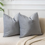 JUSPURBET 28x28 Euro Velvet Throw Pillow Covers Set of 2,Silver Gray by JUSPURBETHOME