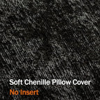 DEZENE Pack of 2 Black Euro Shams Pillow Covers 26x26 Cozy Soft Chenille Decorative Throw Pillow Covers Accent Vintage Square Couch Pillow Covers for Home Decor Bed Sofa Living Room - Image 3