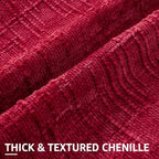 decorUhome Textured Chenille Throw Pillow Covers 26x26 Set of 2 Red - Image 2