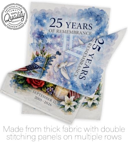 25 Years of Remembrance 9/11 Flag Wall Holder Kit September 11 25th Anniversary Poster Patriot Day Yard Decor Memorial Gifts Commemorative Memorabilia Decorations Garden Remembrance Tribute Tapestry - Image 7