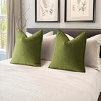 MIULEE Pack of 2 Moss Green Euro Shams Chenille Pillow Covers 26x26 Inch - Image 5