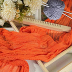 12 Pack Orange Cheesecloth Table Runner 10ft Boho Gauze Cheese Cloth Table Runner Rustic Sheer Runner 120 inch Long for Christmas Wedding Table Decorations - Image 2