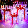 Set of 3 Christmas Lighted Gift Boxes with 50 LEDs,Outdoor Christmas Decorations,8 Modes RGBW Lights,Battery Operated Light Up Present Boxes for Christmas Trees Indoor Outdoor Home Yard Lawn Decor by Unknown