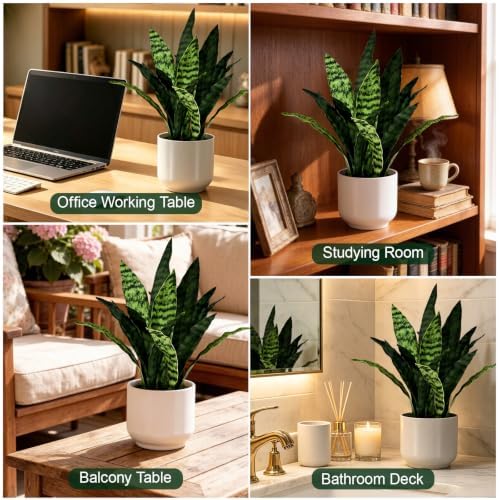 Fake Snake-19”tall Artificial Indoor Potted Plant for Home Decor-Green - Image 7