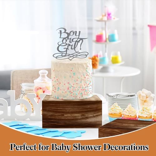 Roowest 4 Pack Wooden Display Risers, Rustic Cake Stands, Black Brown - Image 5