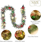 Valery Madelyn 9 Ft Christmas Garland with Lights for Mantle Red Green Gold - Image 6
