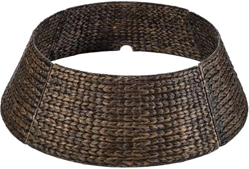 Best Choice Products 36in Christmas Tree Collar, Woven Hyacinth 3-Piece Holiday Rattan Tree Skirt Accessory for Home w/Cord Cut-Out - Espresso by BestChoiceProducts