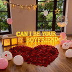 Can I Be Your Boyfriend Light Up Letters with 1000 Rose Petals - Image 4