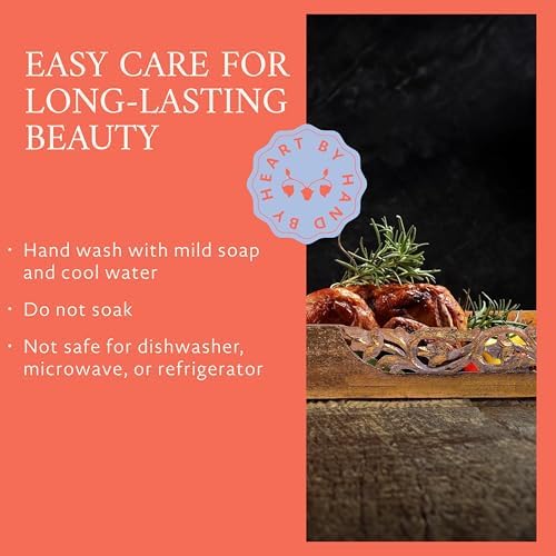 Mela Artisans Flourish Mango Wood Serving Tray - Distressed Gold, 16 in - Image 6