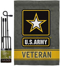 US Army Veteran Garden Flag - Set with Stand Armed Forces Rangers United State American Military Retire Official - House Decoration Banner Cemetery Yard Rememberance Veterans Day Gifts Made in USA by Breeze+Decor