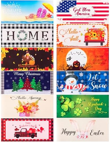 Timgle 12 Pcs Seasonal Door Mat Inserts Interchangeable, 22x10 Inch by Timgle
