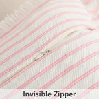 ZWJD Throw Pillow Covers 18x18 Set of 2 Striped Pillow Covers with Fringe Chic Cotton Decorative Pillows Square Cushion Covers for Sofa Couch Bed Living Room Farmhouse Decor (Pink) - Image 5