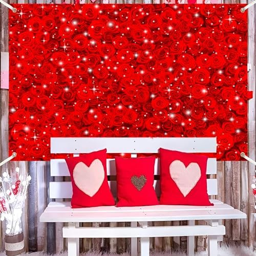 Valentine's Day Red Rose Flower Wall Backdrops 20x10 FT Wedding Bridal Shower Party Decorations Girls Birthday Backdrop Cake Table Tea Party Photoshoot Decorations Photo Studio Props - Image 3