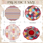 6 Pack Large Quilted Round Placemats 14 Inch Reversible Patchwork Cotton Table Mats, Vintage Floral Cottagecore Farmhouse Washable Dining Table Decor - Image 3