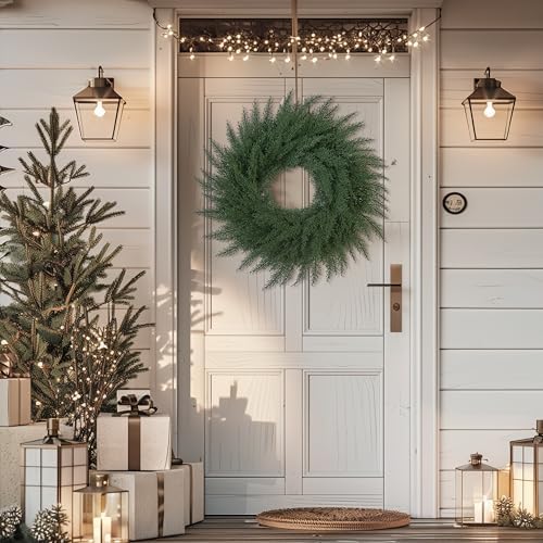 24 Inch Cedar Cypress Christmas Wreath Artificial Greenery - Image 6