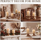 Set of 2 Hurricane Candle Holder with Glass Base,Elegant Style - Image 6