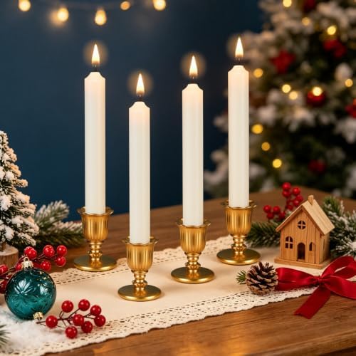 24 Pcs Gold Taper Candle Holders Brass Style Candlestick Holders Victorian Style Wedding Centerpiece Vintage Home Decor Christmas Mantel Decoration Fits Standard Taper Candles - Image 7