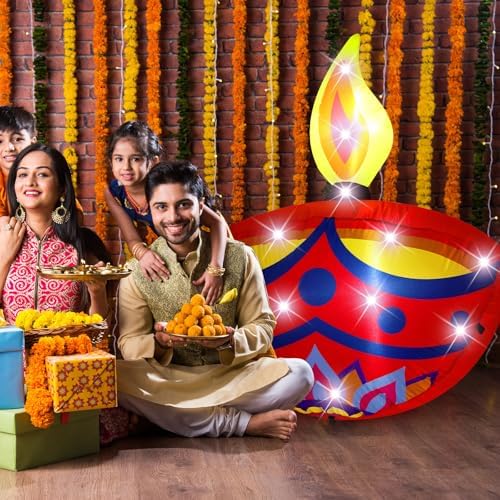 VIHOSE 4.27 ft Diwali Inflatable Diya Lamp Indian Decorations with LED - Image 5