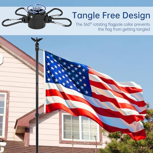 ZMTECH 10 FT Flag Pole Kit in Ground with 5 Pronges Base, Heavy Duty Flag Pole Holder with Metal Eagle Topper for Outside House & Yard Outdoor Garden Decor Residential Commerical(1 Pack,Without Flag) - Image 4