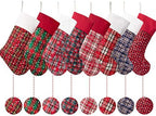 LUBOT 6 Pack Christmas Stocking(20inch) Plaid Snowflake Canvas Fireplace Hanging Xmas Stockings for Family Decorations Holiday Party Decor - Image 3