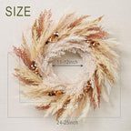 DecorbyHannah 24'' Neutral Fall Pampas Wreath with Lights for Front Door - Image 5