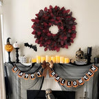 Artificial Fall Leaf Wreath for Front Door – 24" Autumn Wreath with Lifelike Fagus Sylvatica Foliages – Burgundy Red – Rustic Thanksgiving & Halloween Decoration for Indoor & Outdoor - Image 4