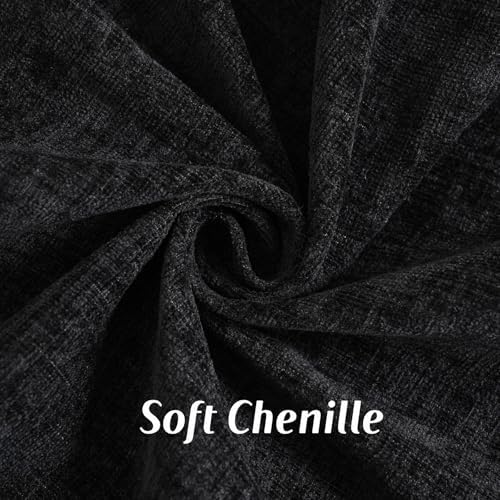 FUTEI Pack of 2 Chenille Throw Pillow Covers 18x18 Inch, Black - Image 2