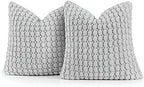 Pillow Covers 24x24 Set of 2 Velvet Euro Shams Decorative Farmhouse Pillowcases Boho Square Cushion Covers Soft Bubble Texture for Couch Sofa Bed Bedroom Car Living Room，Light Gray by COCOPLOCEUS