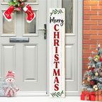 SRongmao Merry Christmas Porch Sign Christmas Front Door Hanging Decorations 8x63inch Vertical Wooden Indoor Outdoor Standing Signs For Home Yard Farmhouse Holiday Decor - Image 2