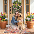 2-Piece Wildflower Wreath and Welcome Doormat Set, 17.7 Inch Artificial Floral Door Wreath with 28.7x17 Inch Non-Slip Rubber Mat, All-Season Porch Decor - Image 7