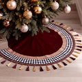 Blueweenly 48 Inch Christmas Tree Skirt with Gold and Red Tassel Velvet by Blueweenly