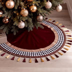 Blueweenly 48 Inch Christmas Tree Skirt with Gold and Red Tassel Velvet by Blueweenly