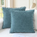 CaliTime Decorative Couch Throw Pillow Covers 22 X 22 Inches Smoke Blue by CaliTime