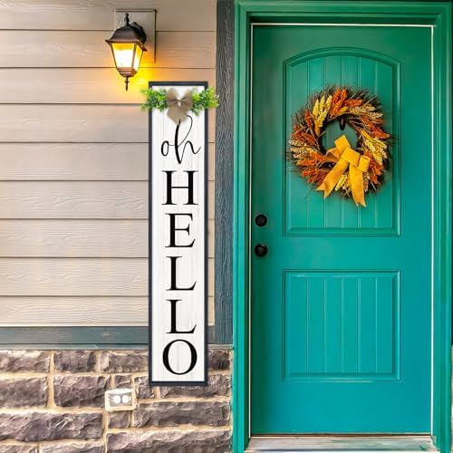 Oh Hello Porch Welcome Sign for Front Door Decor, 45"X9", Black - Image 4